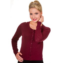 Cardigan med drbemnster Burgundy