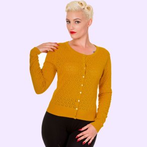 Cardigan sennepsgul med drbemnster