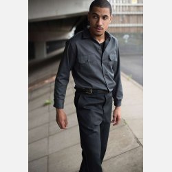 Dickies slim workshirt LS Charcoal