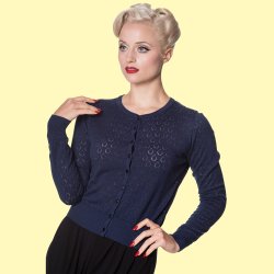 Cardigan med drbemnster midnatsbl