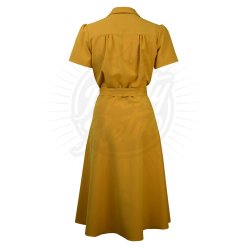 Pretty Retro Sennepsgul skjortekjole i 40er stil
