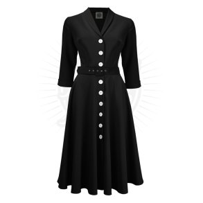 Pretty Retro skjortekjole i 50er stil Sort