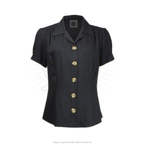 Pretty Retro Smuk 40er skjortebluse i sort