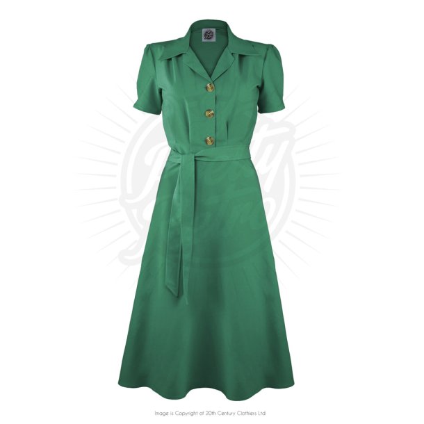 Pretty Retro skjortekjole i 40er stil Grøn
