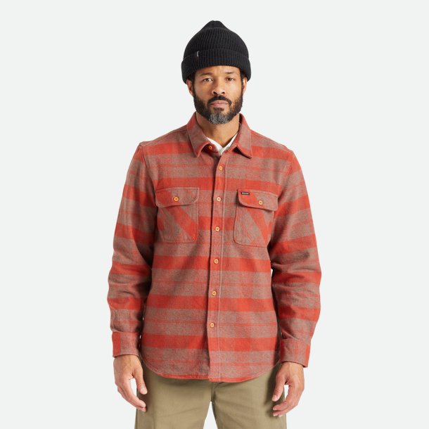 Brixton Bowery Heavy Weight Flannel Brick Red