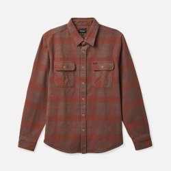 Brixton Bowery Heavy Weight Flannel Brick Red