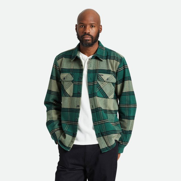 Brixton Bowery Heavy Weight Flannel Pine/Olive