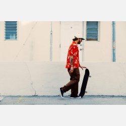 Brixton Bunker Slub S/S Woven Aloha Red 