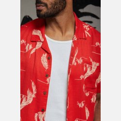 Brixton Bunker Slub S/S Woven Aloha Red 