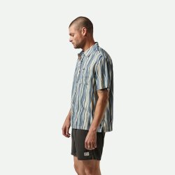 Brixton Cru Slub Stripe Basalt Blue