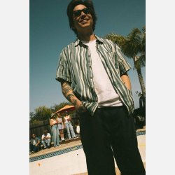 Brixton Cru Slub Stripe Basalt Blue