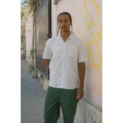 Brixton Cru Striped Dobby Off white