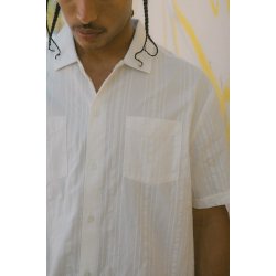 Brixton Cru Striped Dobby Off white