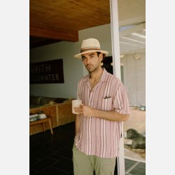 Brixton Bunker Seersucker Cranberry