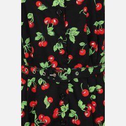Black Darla Cherries Swing 1950'er skjortekjole