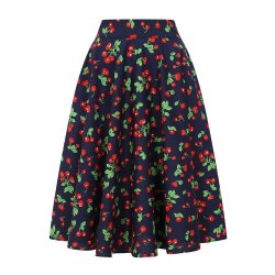 Navy Cary Cherry swing nederdel 