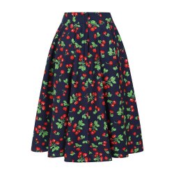 Navy Cary Cherry swing nederdel 