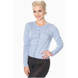 Cardigan lysebl� med flamingo hulm�nster