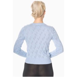 Cardigan lysebl� med flamingo hulm�nster