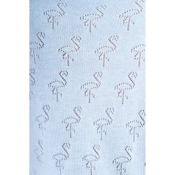 Cardigan lysebl� med flamingo hulm�nster