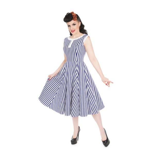 Blue Stripe Hepburn 50er kjole