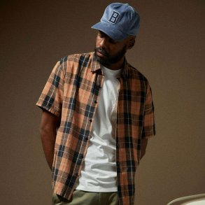 Brixton Cru Linen Blend Relaxed - Black Rust Orange