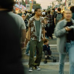 Brixton's Charter Slub Sepia Umbrella Scene