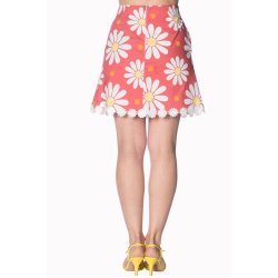 Crazy Daisy Miniskrt i koralrd med blomster
