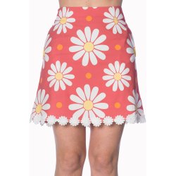Crazy Daisy Miniskrt i koralrd med blomster
