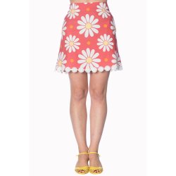 Crazy Daisy Miniskrt i koralrd med blomster