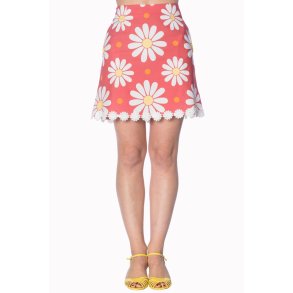Crazy Daisy Miniskrt i koralrd med blomster