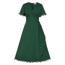 Collectif Fawzia pompom kjole grn