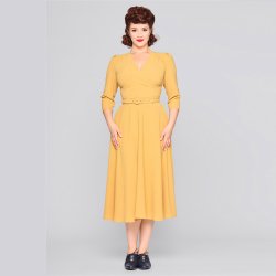 Collectif Marcella Retro Swingkjole i sennepsgul