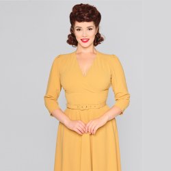 Collectif Marcella Retro Swingkjole i sennepsgul