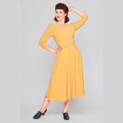 Collectif Marcella Retro Swingkjole i sennepsgul