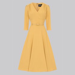 Collectif Marcella Retro Swingkjole i sennepsgul