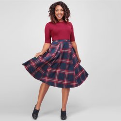 Collectif Matilde Blanket Check Swing nederdel