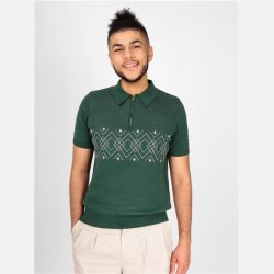 Pablo Harlequin strikket polo gr�n