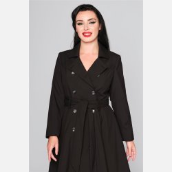 Collectif Vintage Korrina sort trenchcoat Kvinder Rockahula - Main Image