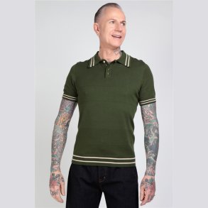 Pablo Striped Edge Polo Olivengrn