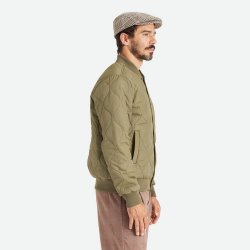 Brixton Dillinger Quilted Bomber Jacket Olive
