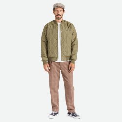 Brixton Dillinger Quilted Bomber Jacket Olive