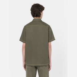 Dickies Madras Relaxed Fit Shirt Military Green