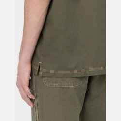 Dickies Madras Relaxed Fit Shirt Military Green
