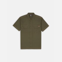 Dickies Madras Relaxed Fit Shirt Military Green