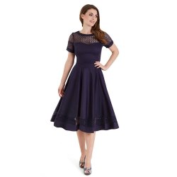 Dolly Tess Lace Retro navybl 1950'er swingkjole