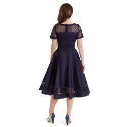 Dolly Tess Lace Retro navybl 1950'er swingkjole