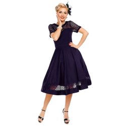 Dolly Tess Lace Retro navybl 1950'er swingkjole