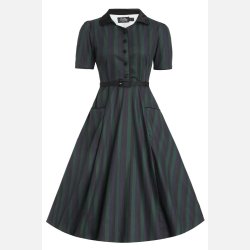 Dolly Penelope II Retro sort/gr�n stribet 1950'er swingkjole