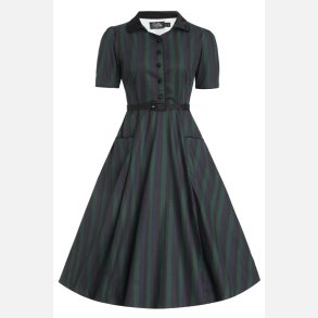 Dolly Penelope II Retro sort/gr�n stribet 1950'er swingkjole